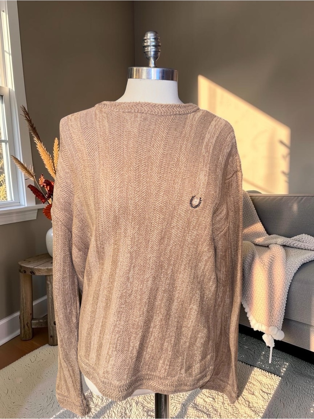 Y2K Chaps Men's Crewneck Sweater in Light Taupe